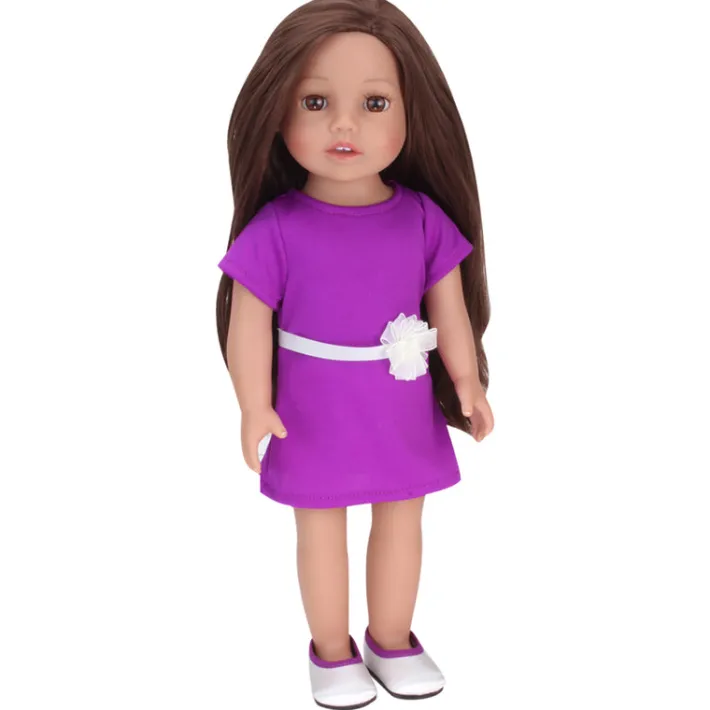 Kids Teamson Sophia's Posable 18" All Vinyl Brunette Hair Dolls "Miley" with Brown Eyes