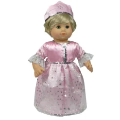 Kids Teamson Sophia’s Princess Dress & Matching Crown Costume Set for 15” Baby Dolls, Light Pink - FINAL SALE