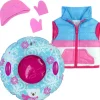 Kids Teamson Sophia’s Puffy Vest, Mittens, Hat and Inflatable Inner Tube for 18" Dolls, White/Pink/Blue