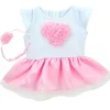 Kids Teamson Sophia's Ruffled Heart and Tulle Skirt Dress for 15" Baby Dolls, White/Pink- FINAL SALE