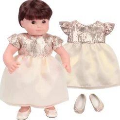 Kids Teamson Sophia’s Sequin and Organza Dress with Flats for 15” Baby Dolls, Champagne