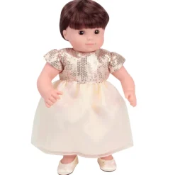 Kids Teamson Sophia’s Sequin and Organza Dress with Flats for 15” Baby Dolls, Champagne