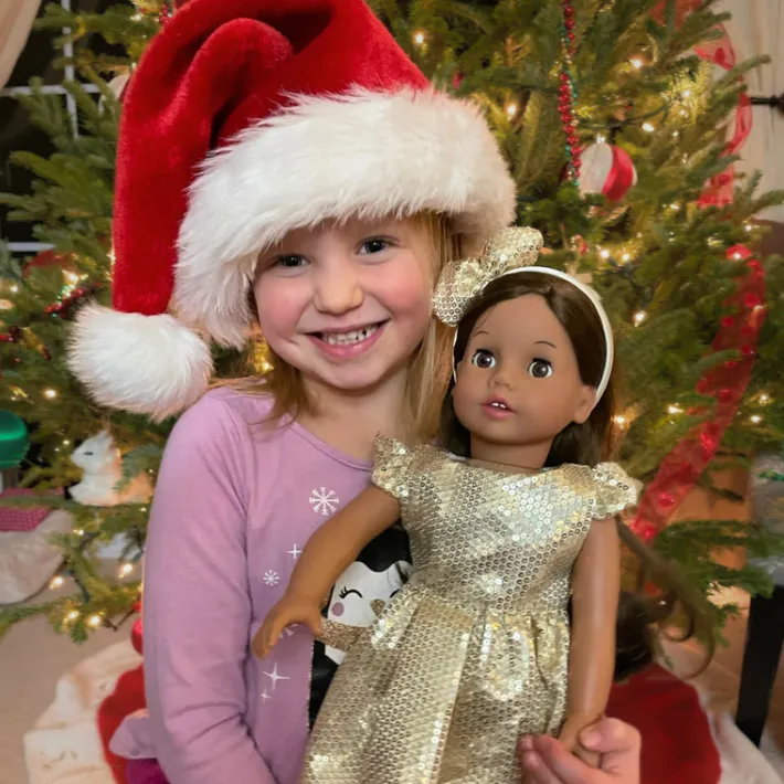 Kids Teamson Sophia's Sequin Party Dress, Headband and Dress Shoes for 18" Dolls, Gold- FINAL SALE