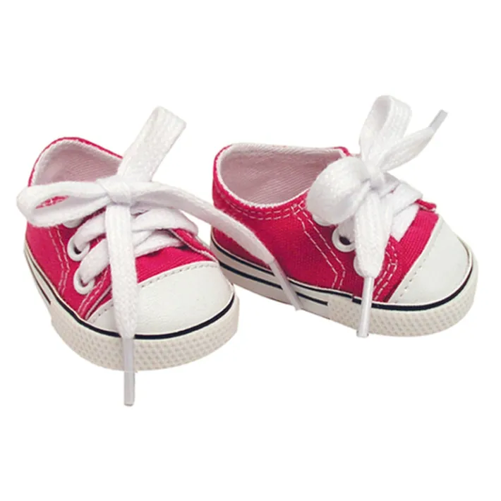 Kids Teamson Sophia's Set of 3 Canvas Tennis Shoes for 18" Dolls, Pink, White, and Blue
