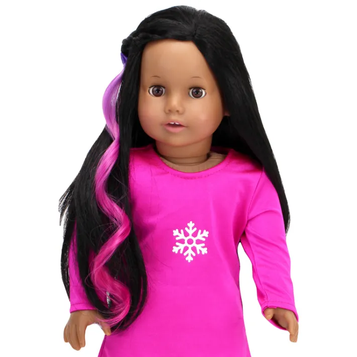 Kids Teamson Sophia’s Set of 3 Dress Up Fun Long Curly Colorful Ombre Rainbow Clip-In Hair Extensions for 18” Dolls, Aqua/Orange/Lavender
