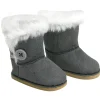 Kids Teamson Sophia’s Set of 2 Mini Ewe Boots with Fleece Lining for 18” Dolls, Pink and Gray