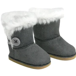 Kids Teamson Sophia’s Set of 2 Mini Ewe Boots with Fleece Lining for 18” Dolls, Pink and Gray