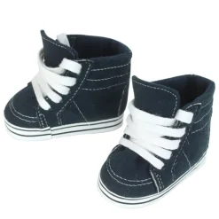 Kids Teamson Sophia's Set of Brown Loafters and Navy Canvas Sneakers with Laces for 18
