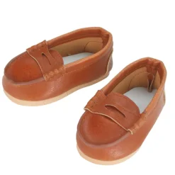Kids Teamson Sophia's Set of Brown Loafters and Navy Canvas Sneakers with Laces for 18