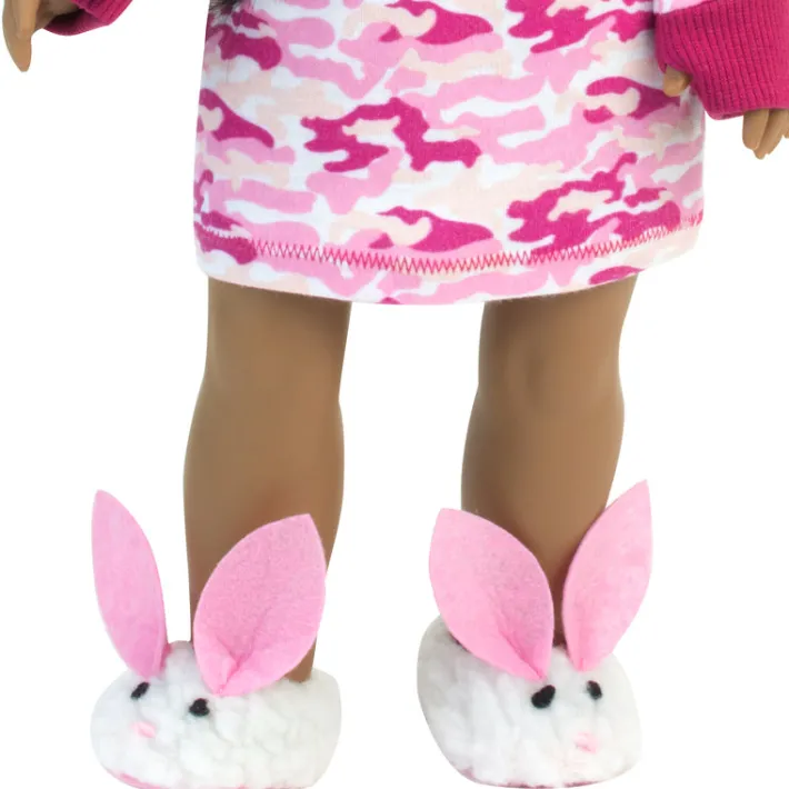 Kids Teamson Sophia's Sherpa Bunny Slippers for 18 " Dolls, White