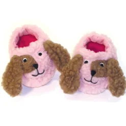 Kids Teamson Sophia's Sherpa Puppy Dog Face Slippers for 18" Dolls, Pink/Brown
