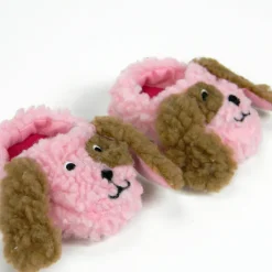 Kids Teamson Sophia's Sherpa Puppy Dog Face Slippers for 18" Dolls, Pink/Brown