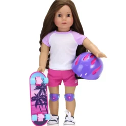 Kids Teamson Sophia's Skateboard, Helmet and Knee Pads Set for 18