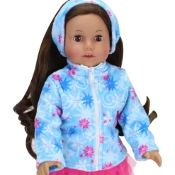 Kids Teamson Sophia's Snowflake Print Fleece Zip-Up Jacket & Matching Earmuffs for 18" Dolls, Light Blue- FINAL SALE