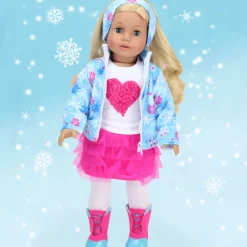 Kids Teamson Sophia's Snowflake Print Fleece Zip-Up Jacket & Matching Earmuffs for 18