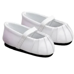 Kids Teamson Sophia's Solid-Colored Ballet Flat Shoes for 18" Dolls, White -FINAL SALE
