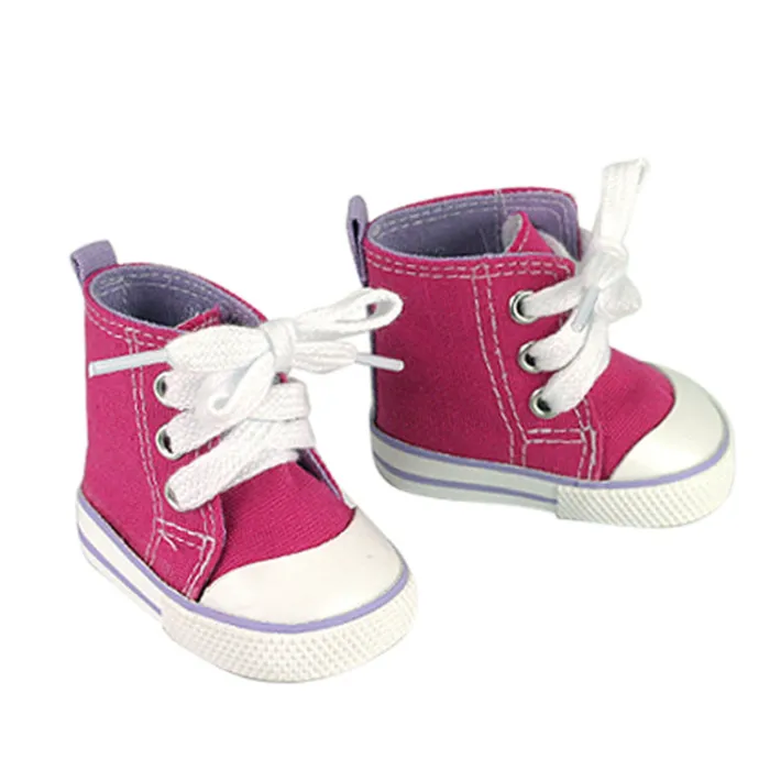 Kids Teamson Sophia's Sports Bra and Shorts, Socks, and High-Top Sneakers for 18" Dolls, Pink/Gray/White- FINAL SALE