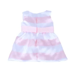 Kids Teamson Sophia's Stripe Satin Party Dress with Silver Sandals for 18