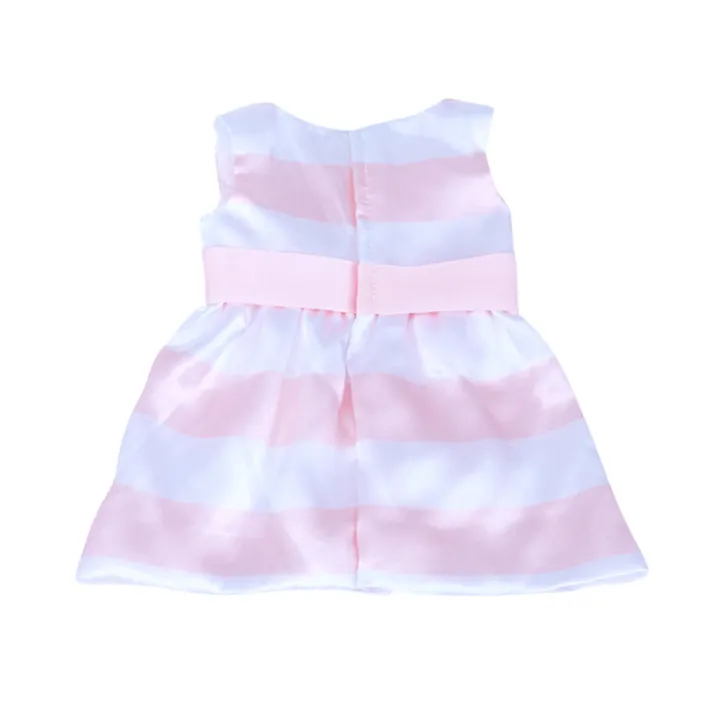 Kids Teamson Sophia's Stripe Satin Party Dress with Silver Sandals for 18" Dolls, Pink/White- FINAL SALE