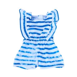 Kids Teamson Sophia's Striped Ruffled Romper and Sandals for 18