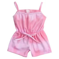 Kids Teamson Sophia's Summer Tie Dye Romper with C"ed Waist for 18" Dolls, Pink- FINAL SALE