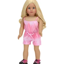 Kids Teamson Sophia's Summer Tie Dye Romper with C"ed Waist for 18" Dolls, Pink- FINAL SALE