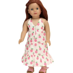 Kids Teamson Sophia's Tiered Maxi Dress with Pink Pineapple Print for 18
