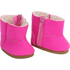 Kids Teamson Sophia's Tunic Dress, Shaggy Faux Fur Vest, Leggings, and Booties for 18"Dolls, Hot Pink/Silver/White- FINAL SALE