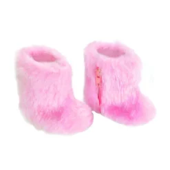 Kids Teamson Sophia's Tunic, Ikat Print Leggings, and Faux Fur Boots for 18" Dolls, Pink/White/Black- FINAL SALE