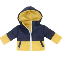 Kids Teamson Sophia's Two-Tone Quilted Jacket with Hood for 18" Dolls, Navy/Yellow
