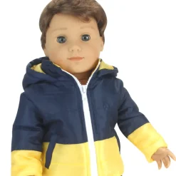 Kids Teamson Sophia's Two-Tone Quilted Jacket with Hood for 18