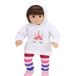 Kids Teamson Sophia's Unicorn Hoodie & Rainbow Striped Leggings for 15
