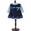 Kids Teamson Sophia's Velour Dress with Long Sleeve Striped Tee for 15" Baby Dolls, Navy/Blue- FINAL SALE