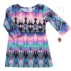 Kids Teamson Sophia’s Watercolor Ikat Print Jersey Dress with Pink Rhinestone Pendant for 18” Dolls, Multi
