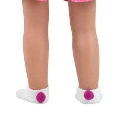 Kids Teamson Sophia's White Ankle Socks with Hot Pink Pom-Poms for 18" Dolls- FINAL SALE