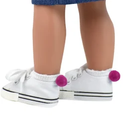 Kids Teamson Sophia's White Ankle Socks with Hot Pink Pom-Poms for 18" Dolls- FINAL SALE