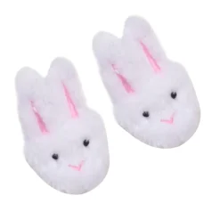 Kids Teamson Sophia’s White Bunny Slippers with Rabbit Ears for 18