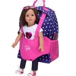 Kids Teamson Sophia's White Polka Dot Backpack Carrier for 15'' and 18'' Dolls, Navy/Hot Pink