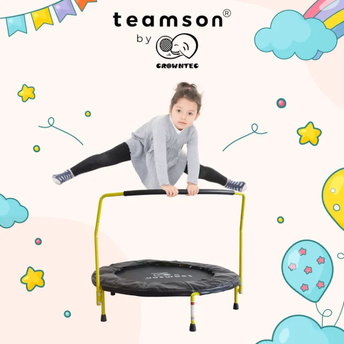 Kids Teamson by Crowntec 36'' UV-Resistant Kids Trampoline with Handle