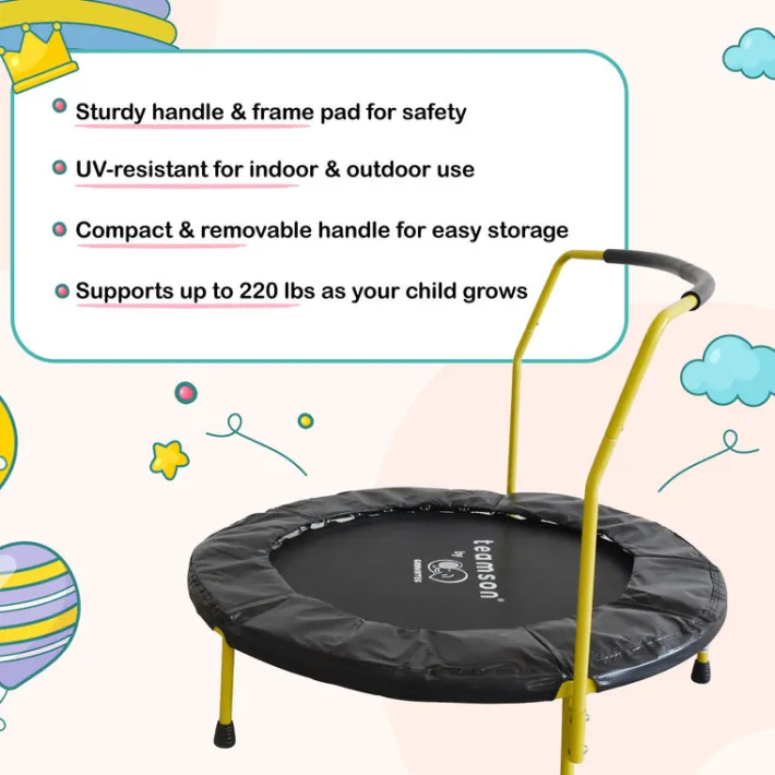 Kids Teamson by Crowntec 36'' UV-Resistant Kids Trampoline with Handle
