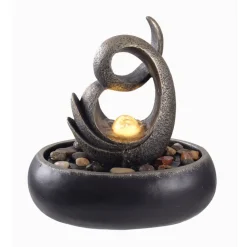 Teamson Home 8.86" Abstract Tabletop Water Fountain with LED Lights, Black- FINAL SALE