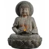 Teamson Home 28.35" Buddha LED Outdoor Water Fountain, Rustic Gray