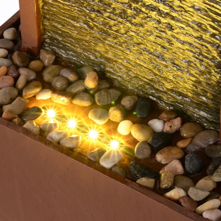 Teamson Home 38.5" Contemporary Outdoor LED Waterfall Fountain with Pebble Base