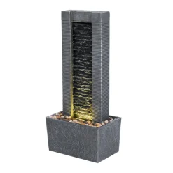 Teamson Home 29.25" Demeter Indoor/Outdoor Waterfall Fountain with LED Lights, Black