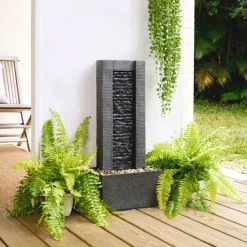 Teamson Home 29.25" Demeter Indoor/Outdoor Waterfall Fountain with LED Lights, Black