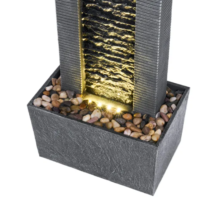 Teamson Home 29.25" Demeter Indoor/Outdoor Waterfall Fountain with LED Lights, Black