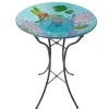 Teamson Home 17.99" Handpainted Dragonfly Glass Birdbath with Solar LED, Multi