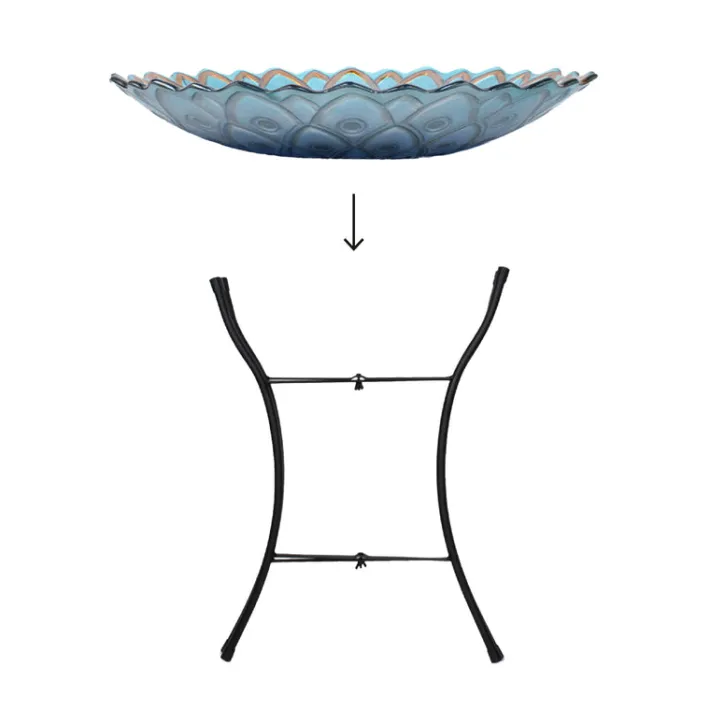 Teamson Home 17.99" Handpainted Flower Glass Birdbath, Multi