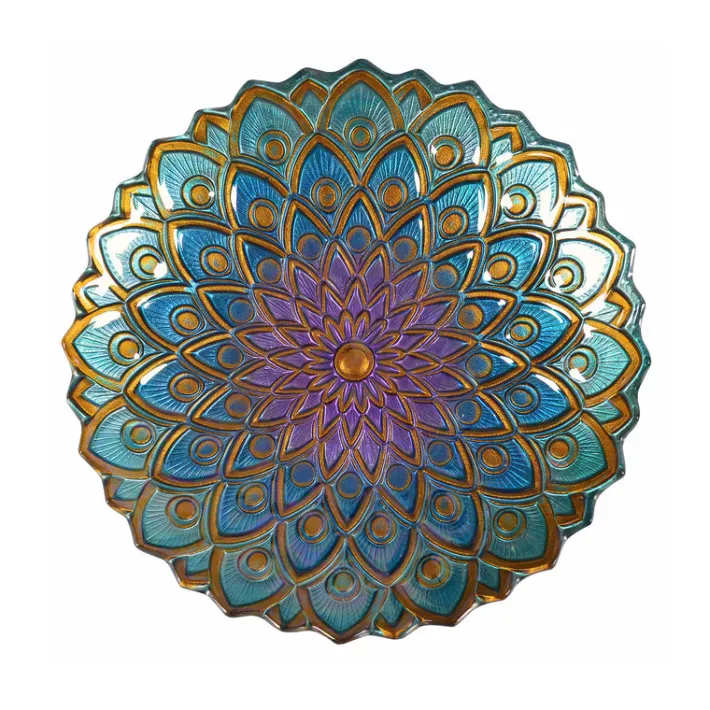 Teamson Home 17.99" Handpainted Flower Glass Birdbath, Multi