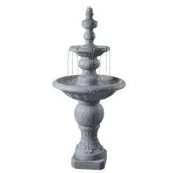 Teamson Home 52.56" Icy Stone Two-Tier Outdoor Water Fountain, Stone Gray